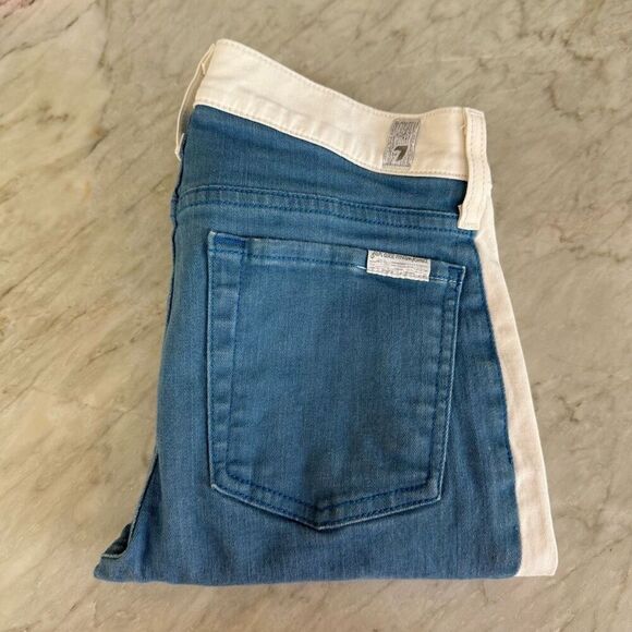 7 FOR ALL MANKIND Skinny Color Block Denim Jeans Women size 27 - Picture 9 of 9
